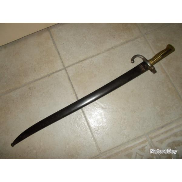 ancienne baionnette chassepot chatelrault 1871 cuivre fourreau poincons numeros militaria soldat