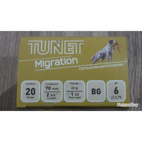 Cartouches TUNET MIGRATION Cal 20 70 BG 28 Grammes