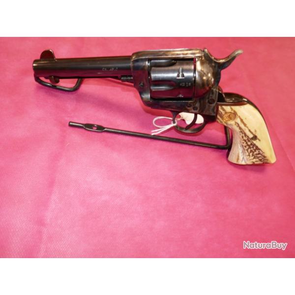 Revolver PIETTA SAA 73 canon de 4"3/4 en 45 Long Colt avec jolies plaquettes bois de cerf COLT