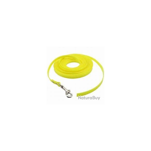 Longe , laisse plate pour chien 10M x 19mm x 2mm biothane TPU PVC jaune