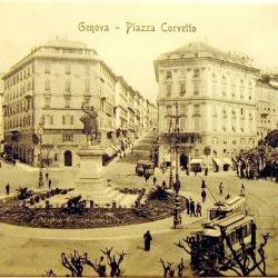 Carte postale ancienne Italie, Gênes - Piazza Corvetto 1900's