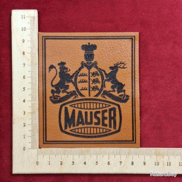 Etiquette en cuir blason Mauser pour coffret Mauser