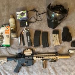 Réplique airsoft M4 AEG full métal + M9A1 GBB blowback full métal