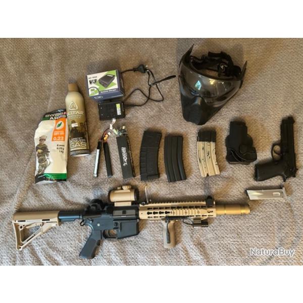 Rplique airsoft M4 AEG full mtal + M9A1 GBB blowback full mtal