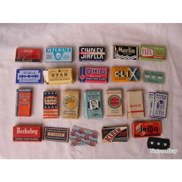 WW2 US LOT DE 22 PAQUETS DE LAMES DE RASOIR AMRICAINES RGLEMENTAIRES MILITAIRES ET LAMES SEULES