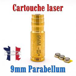 Cartouche laser de réglage calibre 9mm 9x19 modèle long - Envoi rapide depuis la France