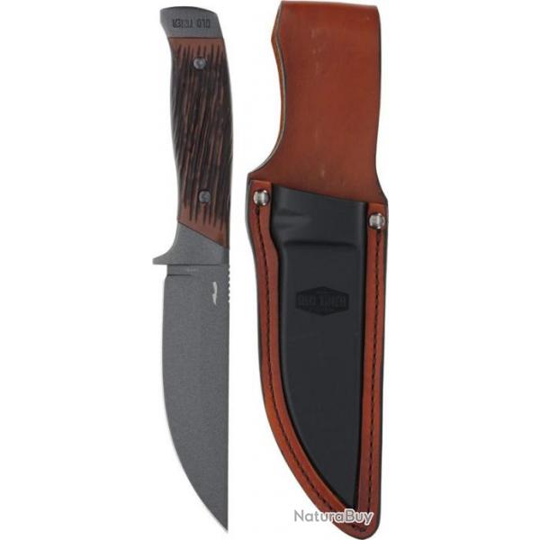 Couteau Schrade Frontier Fixe Lame Acier 7Cr17 Drop Point Manche Acier/Delrin Etui Cuir SCH1209456