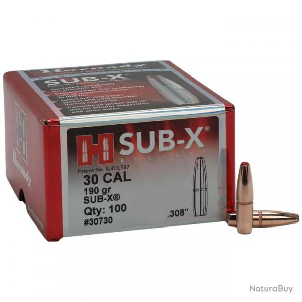 OGIVES HORNADY SUB-X .30/308 190GR x100