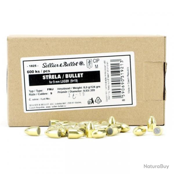 Ogives Sellier & Bellot 9x19 FMJ 124gr