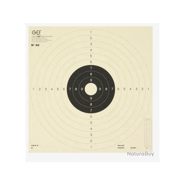 10 Cibles C50 pour le tir  25 / 50 m - centre blanc