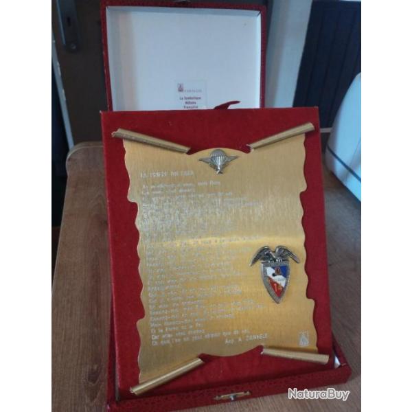 Plaque commmorative militaire "La Prire du Para"