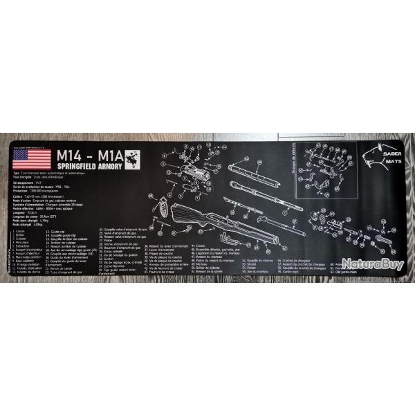 Tapis de dmontage/entretien - Marque SABER MATS - SPRINGFIELD M14 - XXL - 88X30CM - En francais