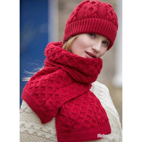 Bonnet rouge pure laine mrinos extra doux  rouge