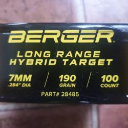 7mm Berger ogives long range hybrid 190gr - boite 100