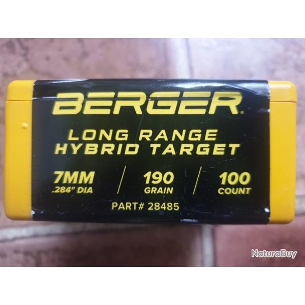 7mm Berger ogives long range hybrid 190gr - boite 100