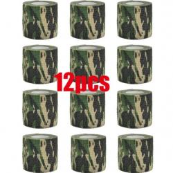 ruban Camouflage Auto-Adhésif Imperméable Bandage Armes Lunettes 7,5 cm X 4,8 m camouflage 12 pièces