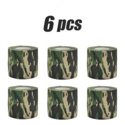 ruban Camouflage Auto-Adhésif Imperméable Bandage Armes Lunettes 7,5 cm X 4,8 m camouflage 6 pièces