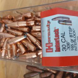 Ogives Hornady Cal 308 165grs BTSP