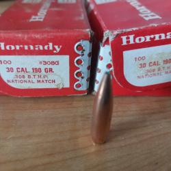 Ogives Hornady Cal 308 190grs BTHP National Match