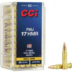 50 munitions CCI Cal.17 HMR FMJ Small Game - 20gr