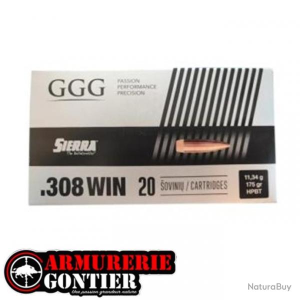 Munition GGG 308 175 Gr Sierra HPBT Match King par 20