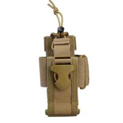 Étui Tactique Réglable pour Talkie-Walkie - Système Molle en Nylon 600D Tan