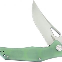 Couteau Kubey Phemius Jade Manche G10 Lame Acier 14C28N IKBS Linerlock Clip KUB149D