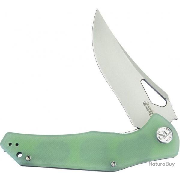 Couteau Kubey Phemius Jade Manche G10 Lame Acier 14C28N IKBS Linerlock Clip KUB149D