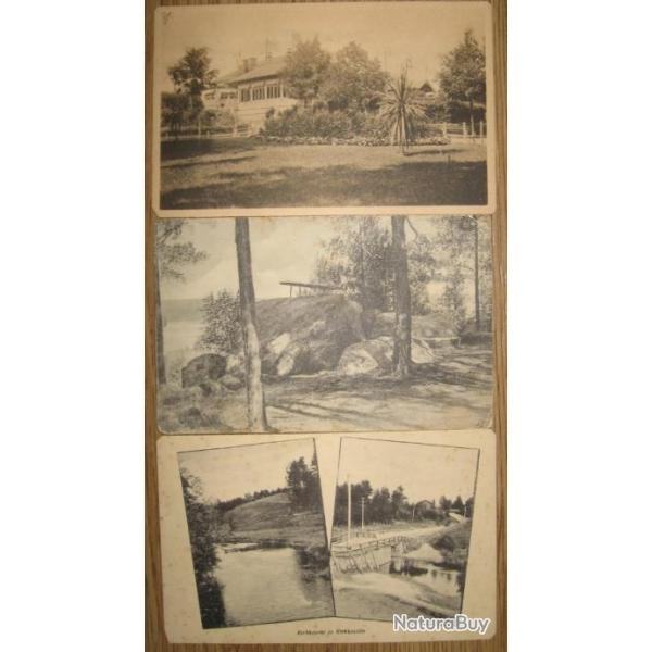 Carte postale ancienne, 3 pices, Suomi - Finlande Wiborg, Kirkkojoki, Lovisa 1900's