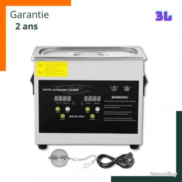 Nettoyeur  ultrason 3L - Minuterie 0-30 min, 120W, affichage digital - Garantie 2 ans