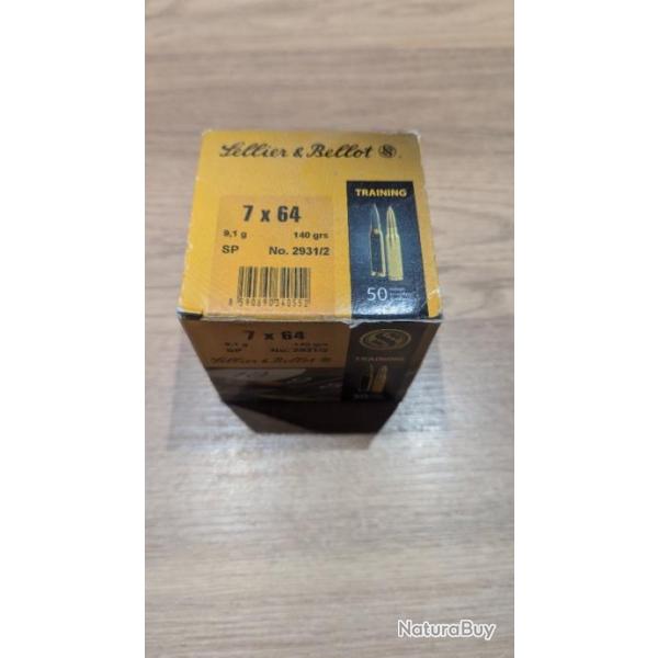 50 balles Sellier&bellot 7x64 140gr 9,1g pointes sp