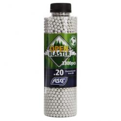 BILLES AIRSOFT BIO ASG OPEN BLASTER 0,20 g Blanches BOUTEILLE 3300 BBs