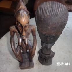 lot de deux anciennes statuettes africaines