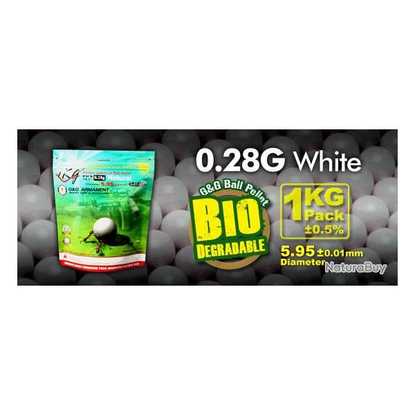 Billes BIO 0.28gr Blanche - G et G - Sac 1Kg