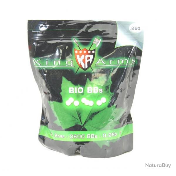 Billes BIO 0.28gr Blanches - King Arms - Sac 1Kg