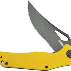 Couteau Kubey Phemius Yellow Manche G10 Lame Acier 14C28N Blk IKBS Linerlock Clip KUB149E