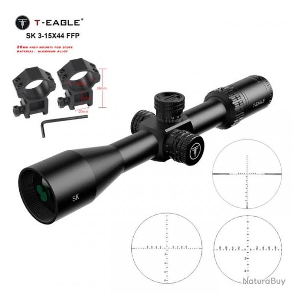 T-EAGLE SK 3-15x44 FFP Tactical Caza Riflescope Spotting Scope for Hunting Illumination Reticle Air 