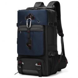 Sac à Dos Voyage 56-75L pour Week-End Pour Femmes Et Hommes Avec Port De Chargement USB Bleu