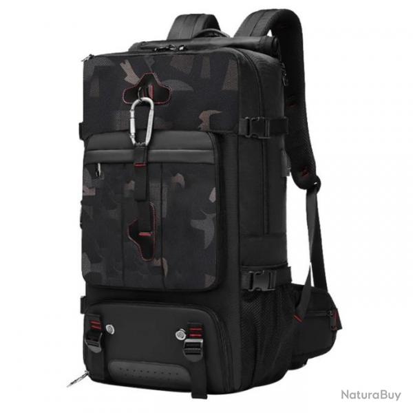 Sac  Dos Voyage 56-75L pour Week-End Pour Femmes Et Hommes Avec Port De Chargement USB Camouflage