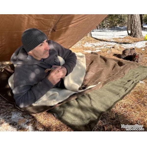 Ensemble camping bushcraft spain - artisanal - tente, sol et sac de couchage