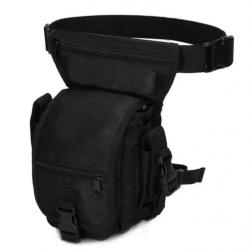 Sac de Taille Tactique Nylon 1000D Chasse, Randonnée, Camping Ceinture réglable multi-poches Noir