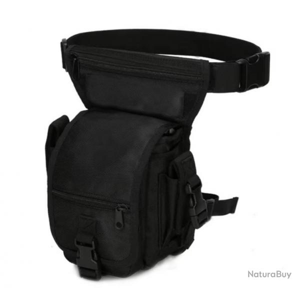 Sac de Taille Tactique Nylon 1000D Chasse, Randonne, Camping Ceinture rglable multi-poches Noir