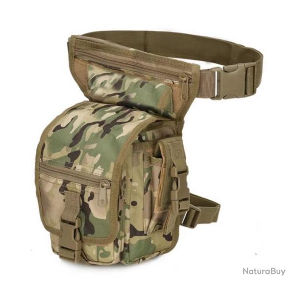 Sac de Taille Tactique Nylon 1000D Chasse, Randonne, Camping Ceinture rglable multi-poches CP