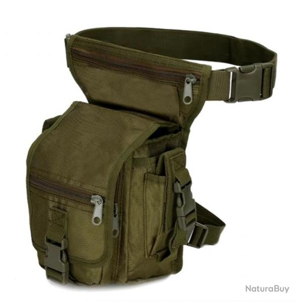 Sac de Taille Tactique Nylon 1000D Chasse, Randonne, Camping Ceinture rglable multi-poches Vert