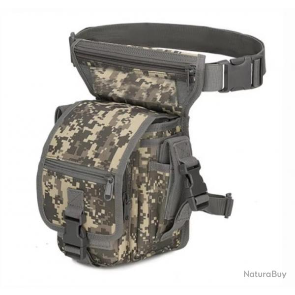 Sac de Taille Tactique Nylon 1000D Chasse, Randonne, Camping Ceinture rglable multi-poches ACU