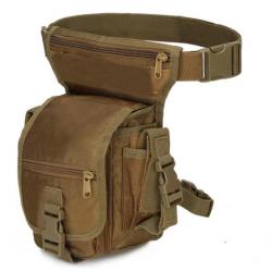 Sac de Taille Tactique Nylon 1000D Chasse, Randonnée, Camping Ceinture réglable multi-poches Tan