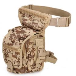 Sac de Taille Tactique Nylon 1000D Chasse, Randonnée, Camping Ceinture réglable multi-poches Desert