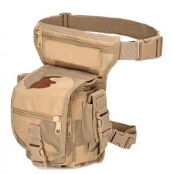 Sac de Taille Tactique Nylon 1000D Chasse, Randonnée, Camping Ceinture réglable multi-poches Sand