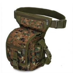 Sac de Taille Tactique Nylon 1000D Chasse, Randonnée, Camping Ceinture réglable multi-poches Jungle