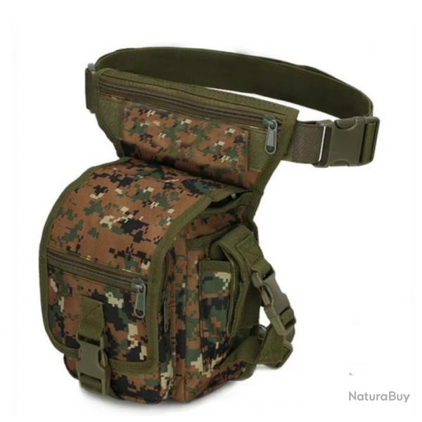 Sac de Taille Tactique Nylon 1000D Chasse, Randonne, Camping Ceinture rglable multi-poches Jungle